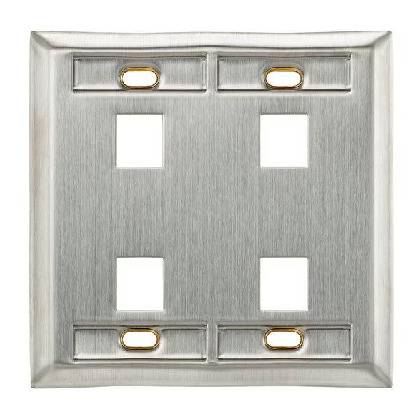 Number of Gangs: 2 302 Stainless Steel, Brushed Finish, Silver, Leviton, Mfr#: 43080-2L4